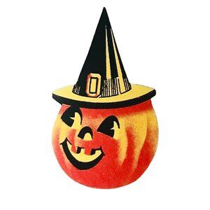 Vintage Halloween Pumpkin JOL Wood Cut Out Decoration The Sawmill Original 7.5"